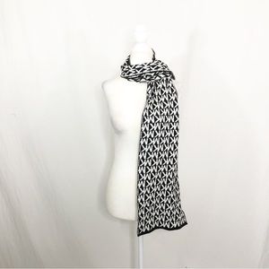 Michael Kors Signature Logo Winter Scarf, Black White MK Logo